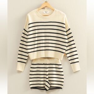 Striped Knit Sweater and Shorts Set